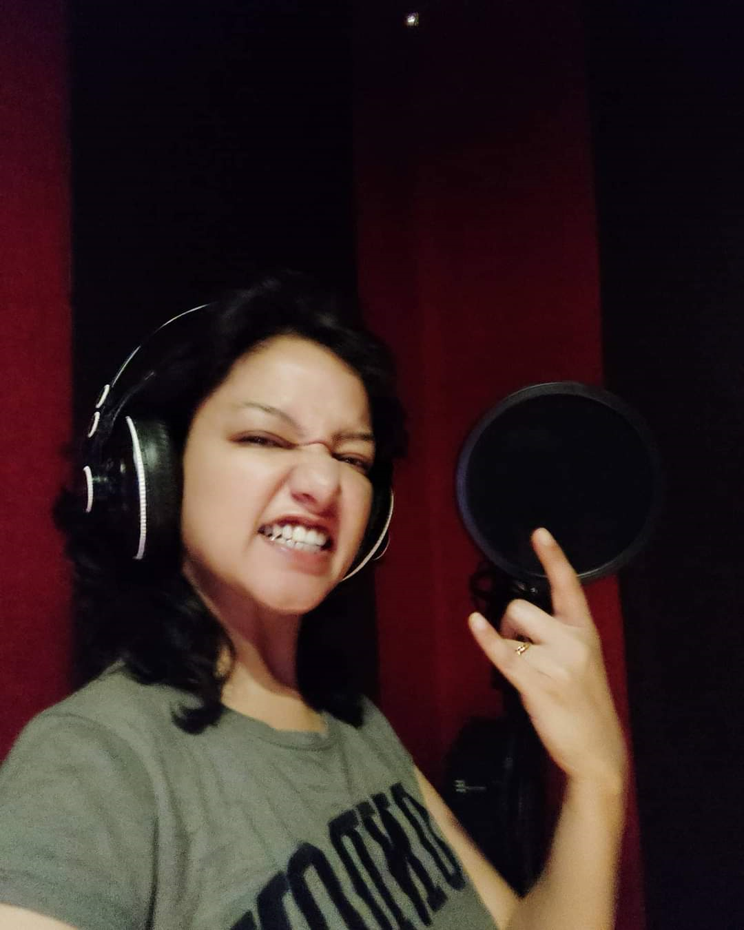 Goli (Rangoli Garg) recording in studio