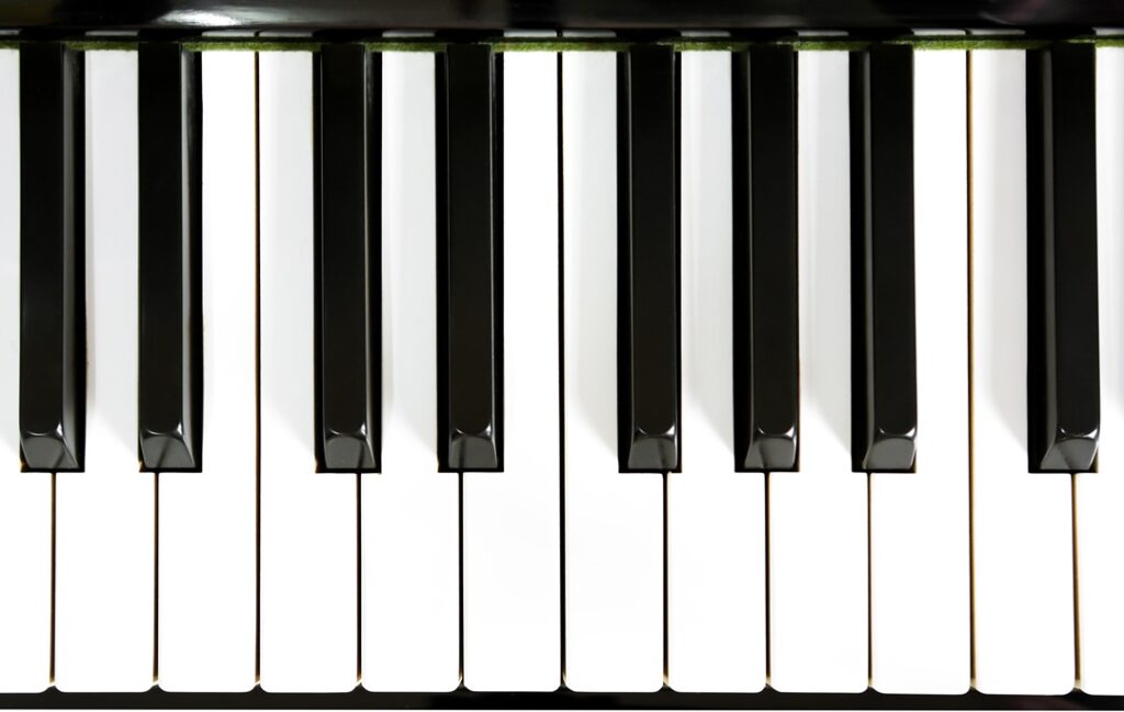 Piano keys close up